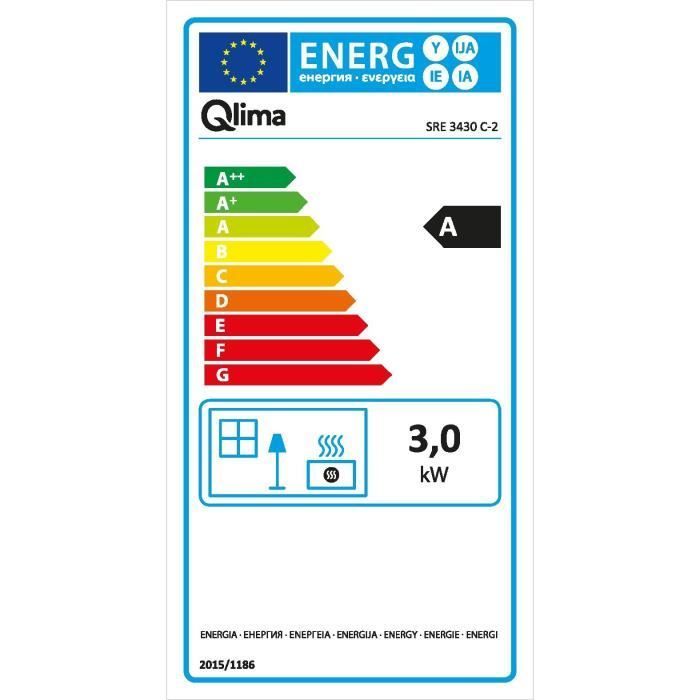 Riscaldatore a cherosene elettronico QLIMA SRE3430C2 da 3 kW per ambienti fino a 120 m³/48 m², con sistema di controllo degli odori e regolazione della temperatura.