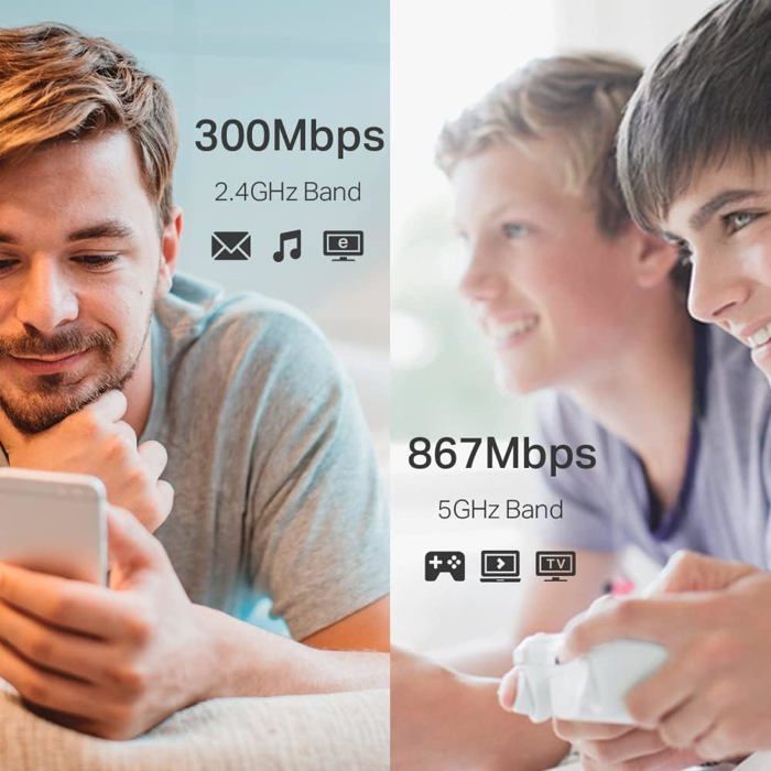 Répéteur WiFi RE305 Amplificateur WiFi AC1200,WiFi Extender jusqu'à 120㎡,répéteur wifi puissant avec un port Ethernet,Compatible