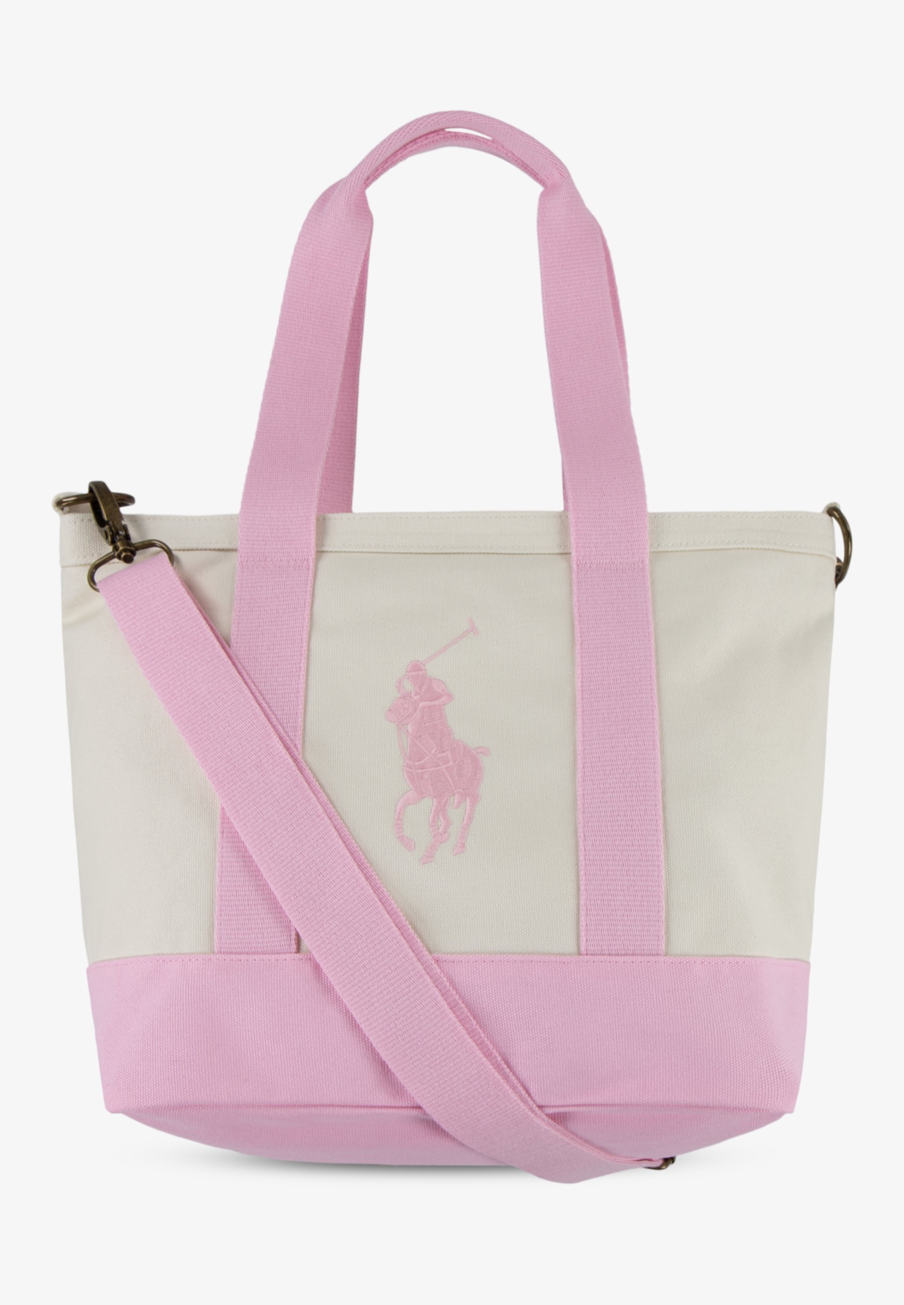 Borsa tote unisex Polo Ralph Lauren PLAYER TOTE - bianca/rosa caramello