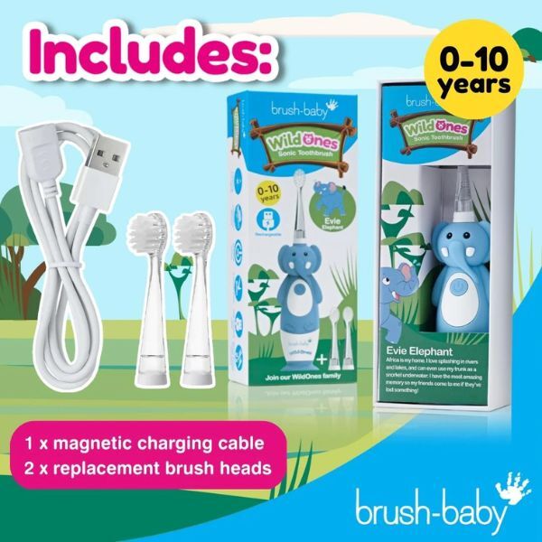 Brush Baby WildOnes™ Elefanten-Kinderzahnbürste (wiederaufladbar)