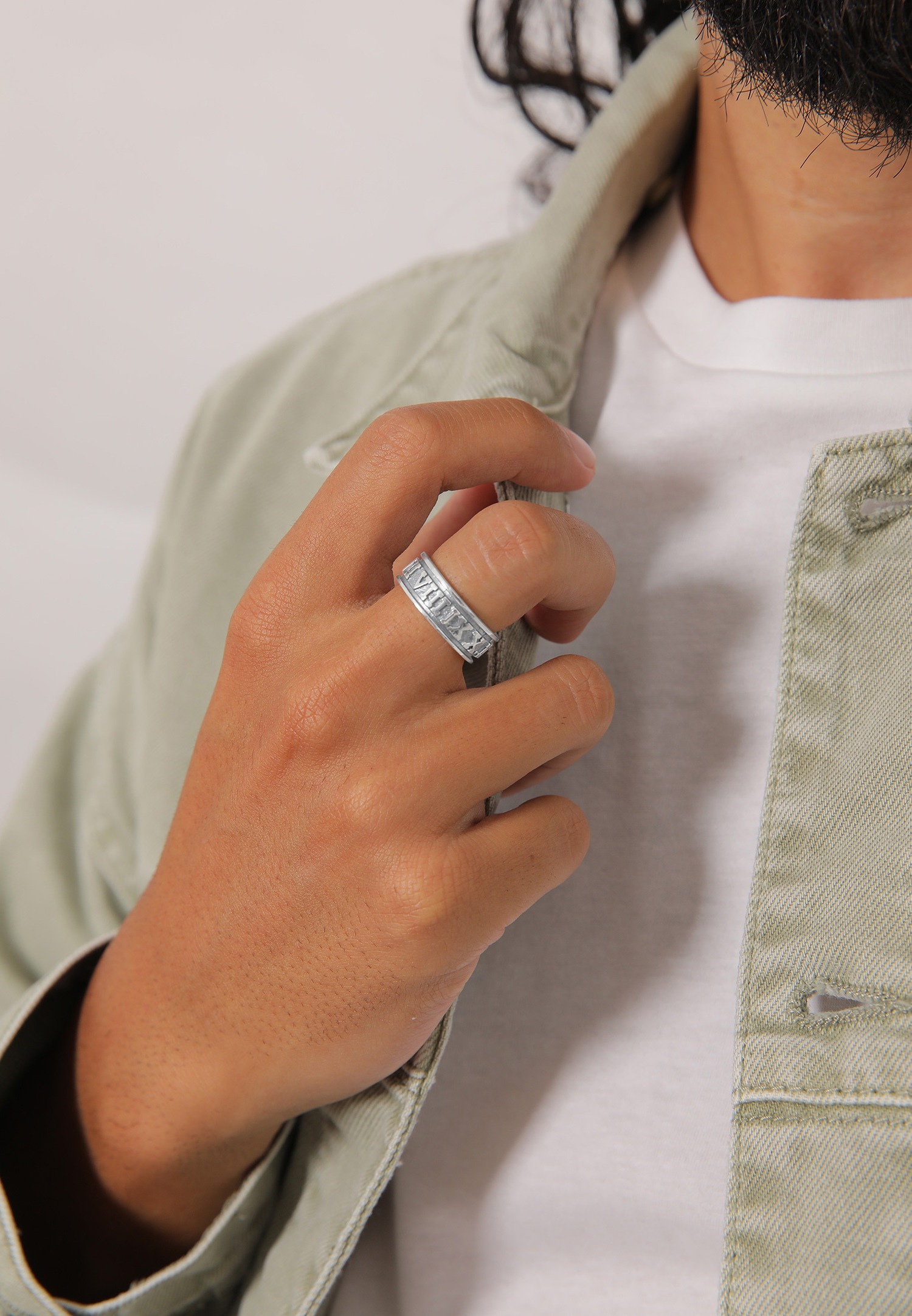 KUZZOI Bague pour homme Chiffres romains Tendance solide oxydée en argent sterling 925