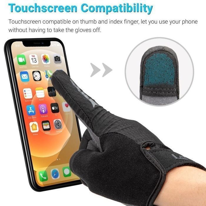 Guantes de ciclismo LERWAY® negros, acolchados, absorbentes y de dedos completos para hombre y mujer (M) - Envío a Francia