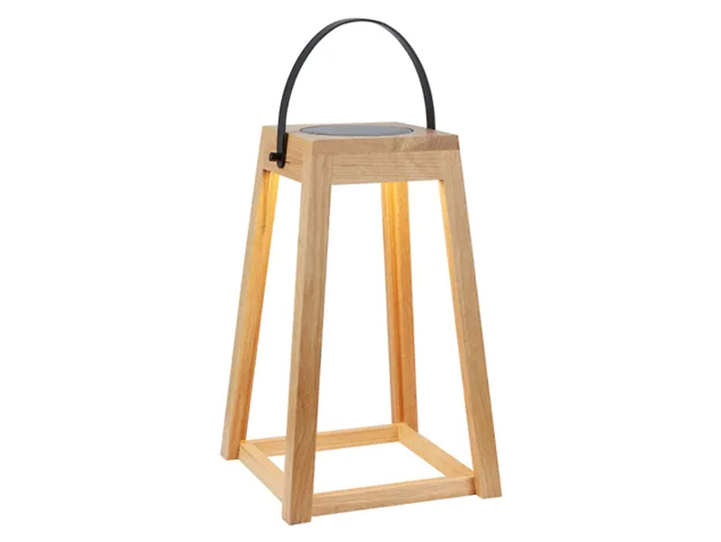 Lampa solarna Nordic LED ze ściemniaczem drewniana brązowa