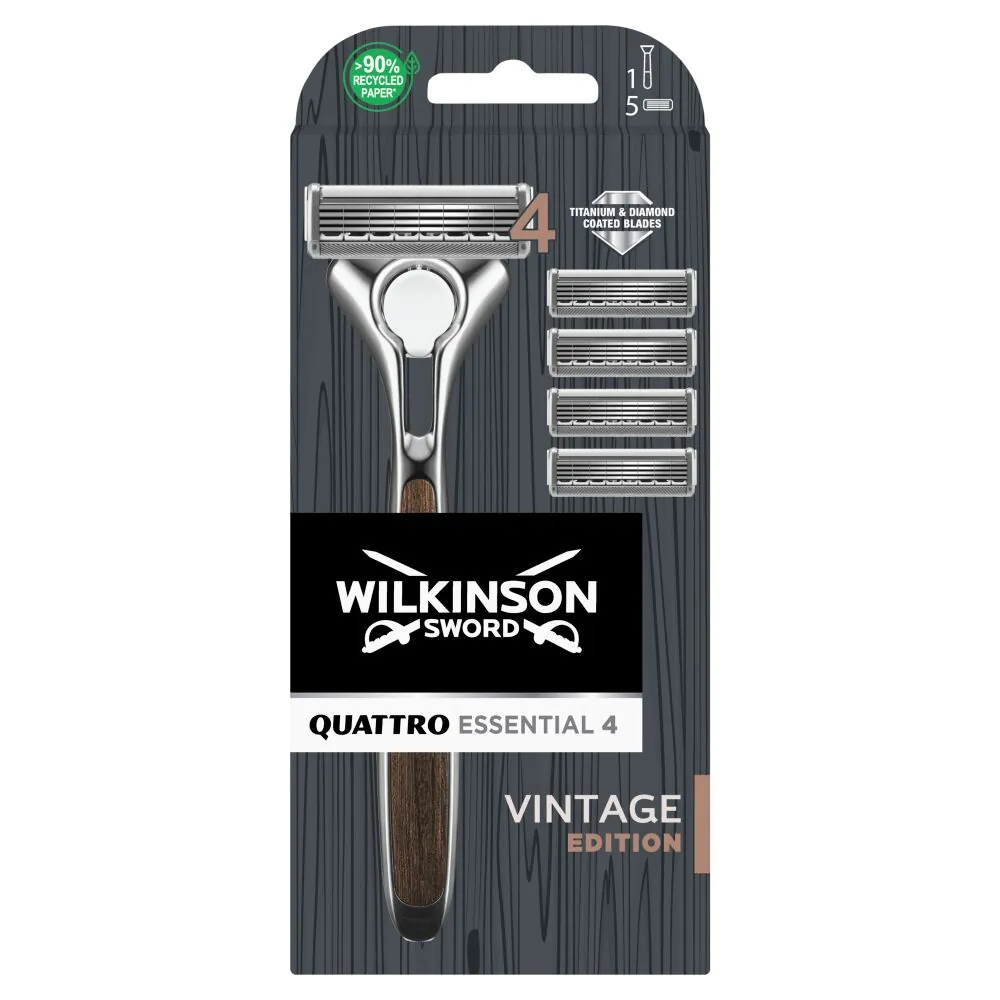 Wilkinson Quattro Titanium Vintage Clampack Maszynka do Golenia + 4 Wkłady