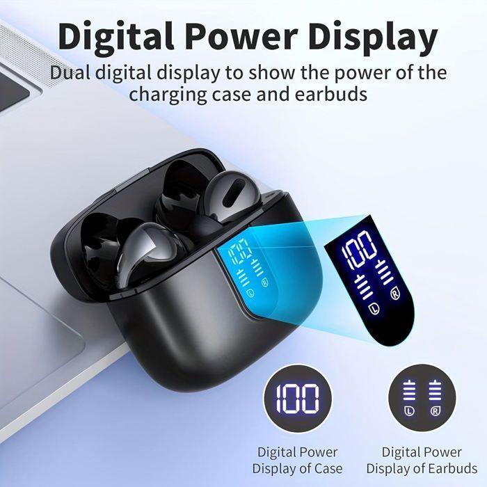 PASHASHOP Bluetooth 5.3 Kabellose In-Ear-Kopfhörer IPX5 – Mikrofon, 20 Stunden Akkulaufzeit, USB-C