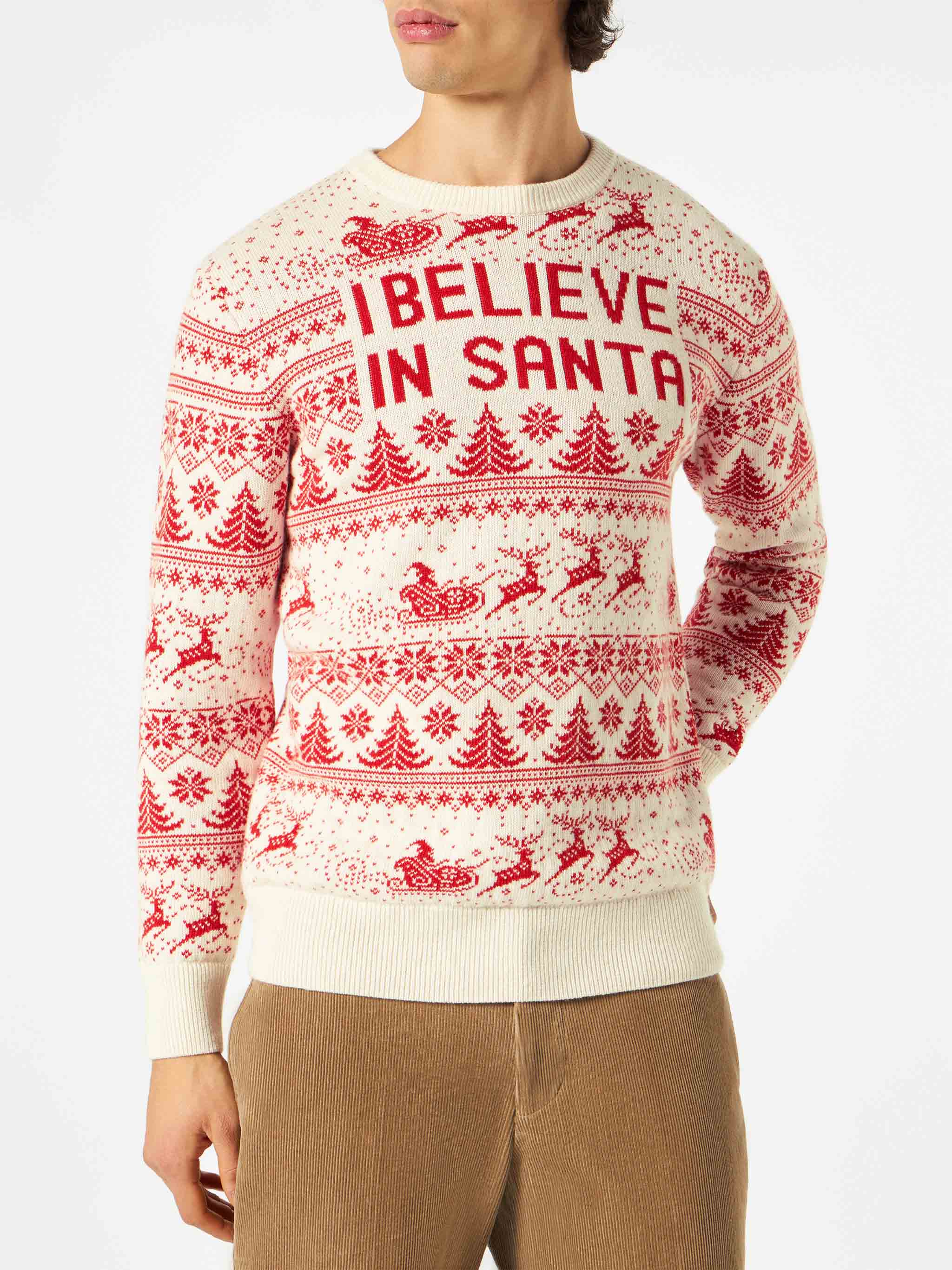 Jersey blanco de hombre con estampado navideño