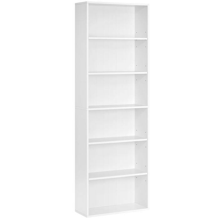 VASAGLE Bibliothèque, Étagère sur 6 Niveaux, Meuble de Rangement Ouvert, Étagère, 24 x 60 x 178,5 cm, Salle à Manger, Blanc Nuage