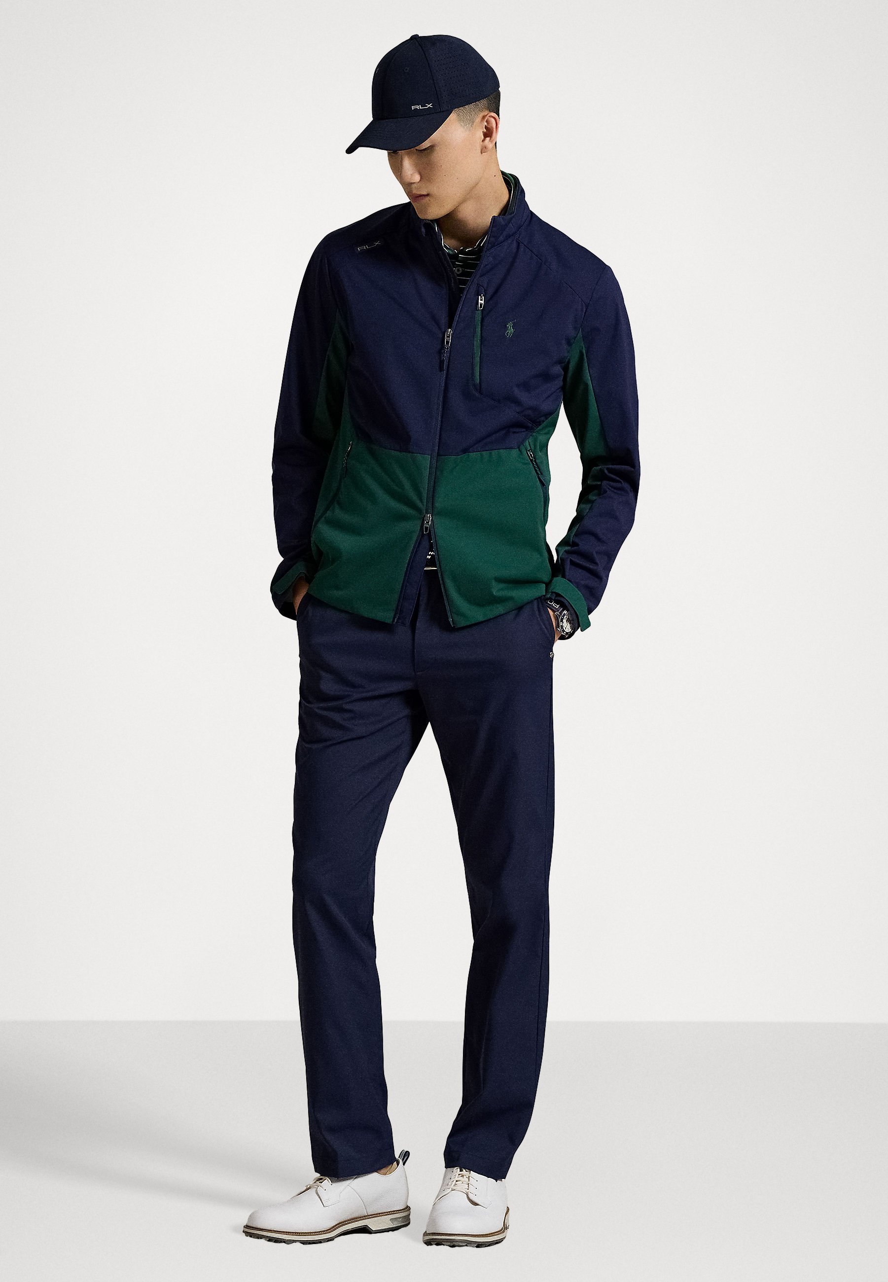 Polo Ralph Lauren Veste coupe-vent pliable à blocs de couleurs - bleu marine raffiné/pin vintage