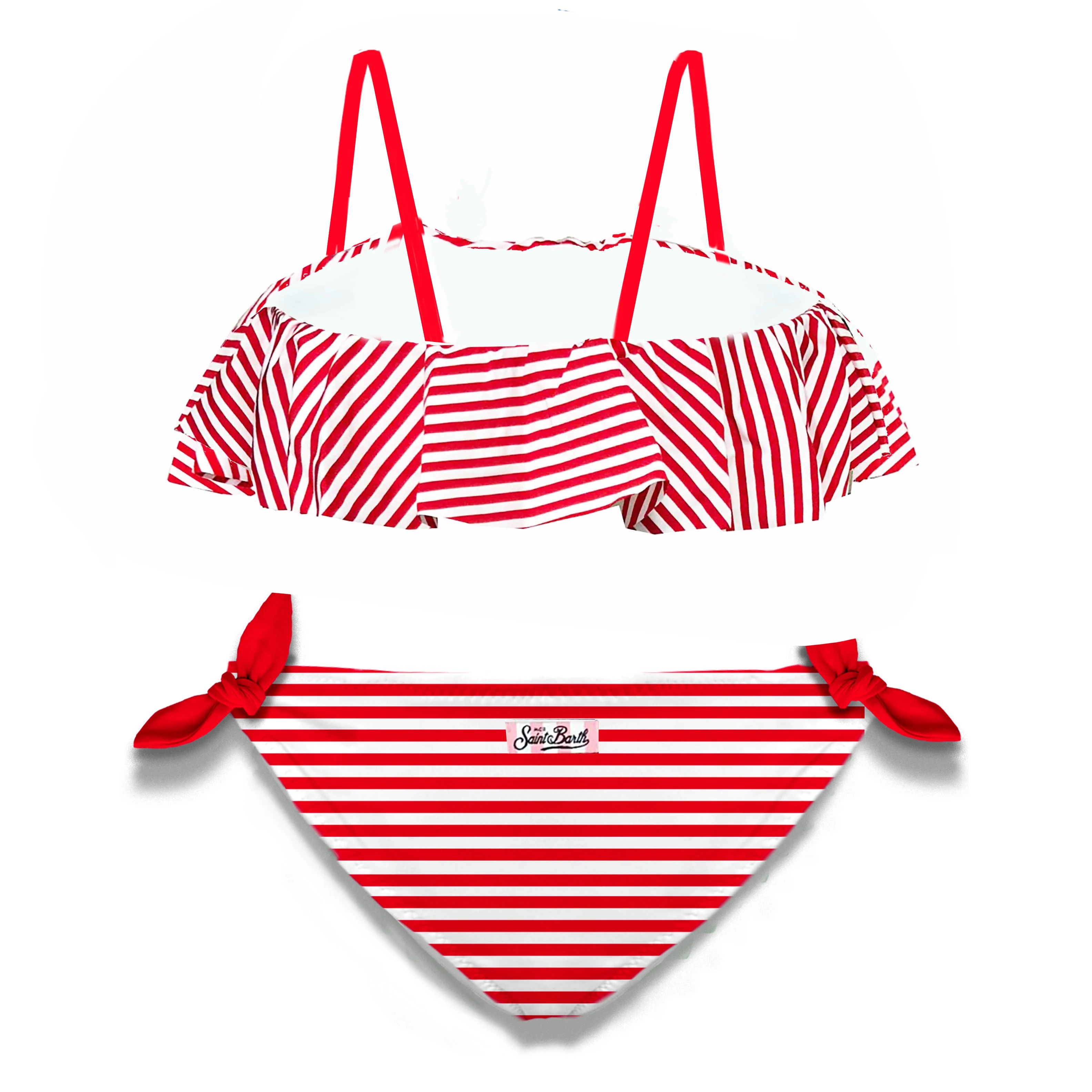 Bikini da bambina a righe rosse