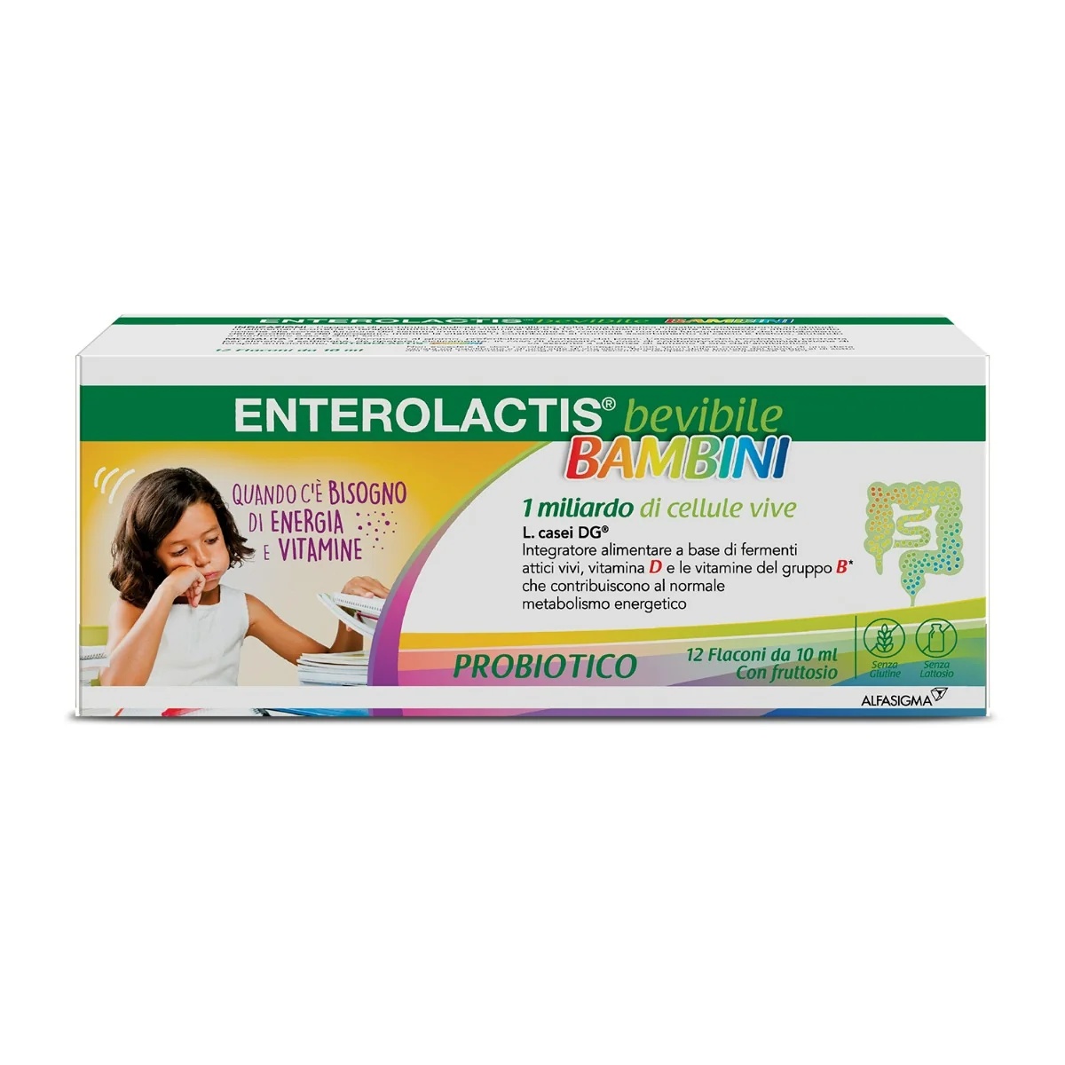 ENTEROLACTIS Enterolactis Bebida infantil 12 garrafas x 10 ml Suplemento alimentar com fermentos lácteos