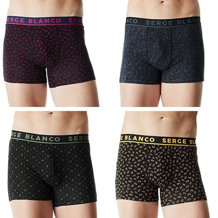 Serge Blanco Men's Boxer Shorts - Black (Pack of 8)