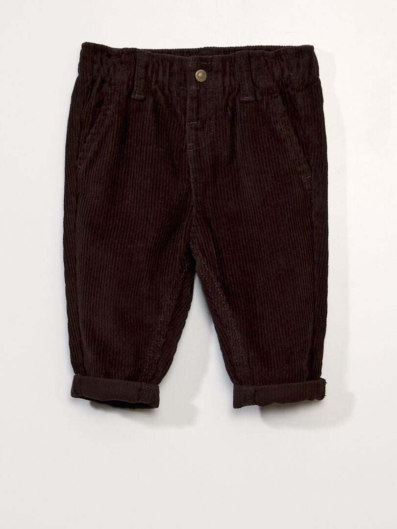 Fluwelen paperbag broek - bruin