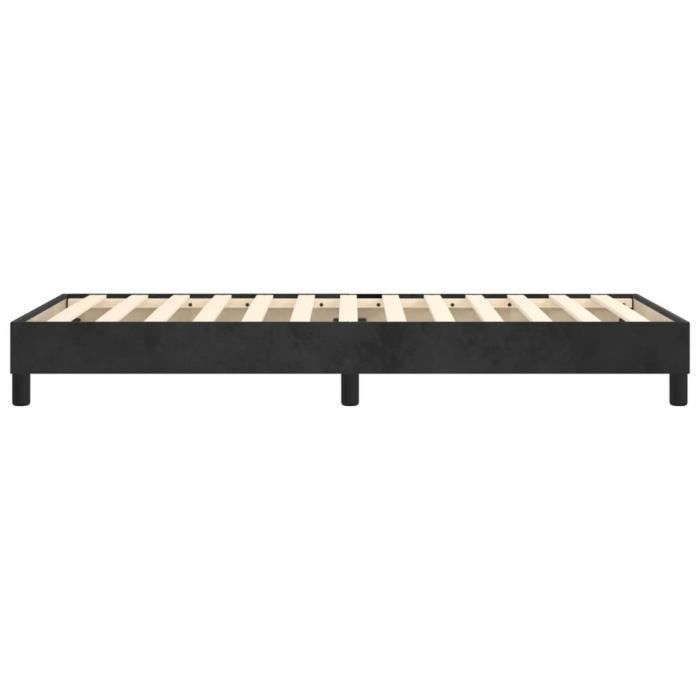 Base de cama - AKOZON - 90x190 cm - Terciopelo negro - Individual - Patas incluidas