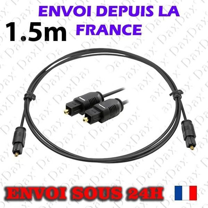 Cable de audio óptico - DAX - Toslink - 1,5 m - Conexión digital - Compatible con Xbox 360 y PS3
