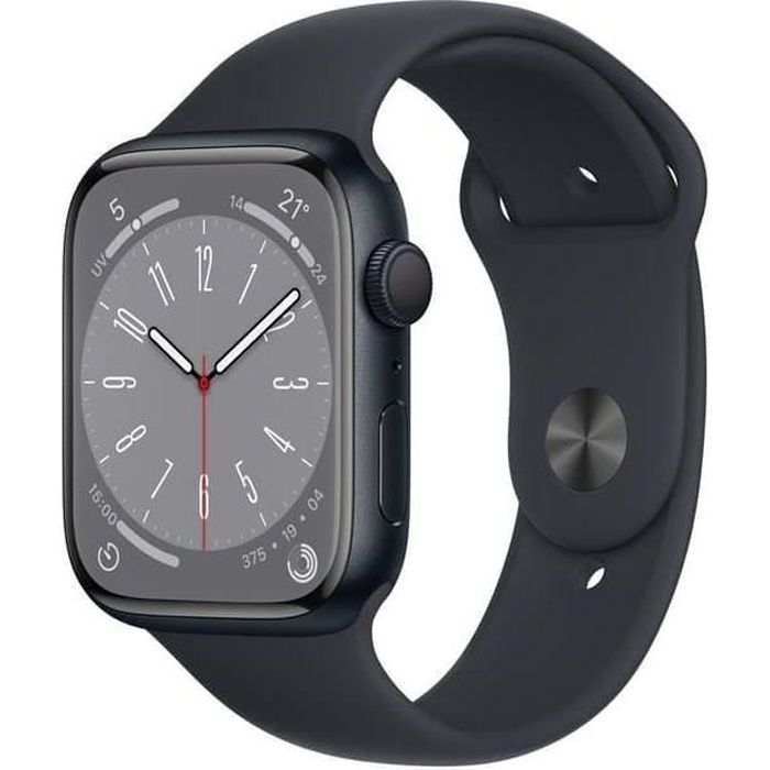Apple Watch (Series 8) 2022 GPS 41mm - Midnight Aluminum - Black Sport Band - Refurbished - Excellent condition