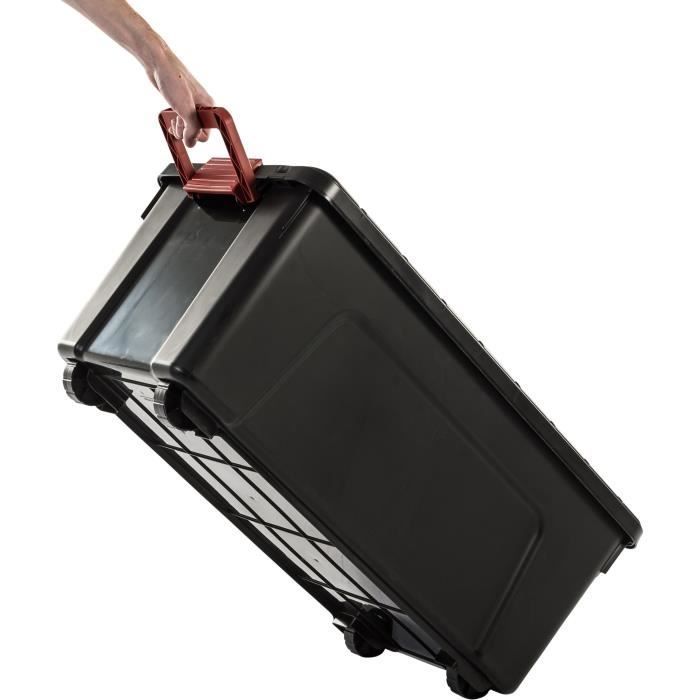 IRIS OHYAMA Juego de 3 cajas de almacenamiento DIY - Store It All - 75 L - Negro y rojo - 78 x 39,5 x 35 cm