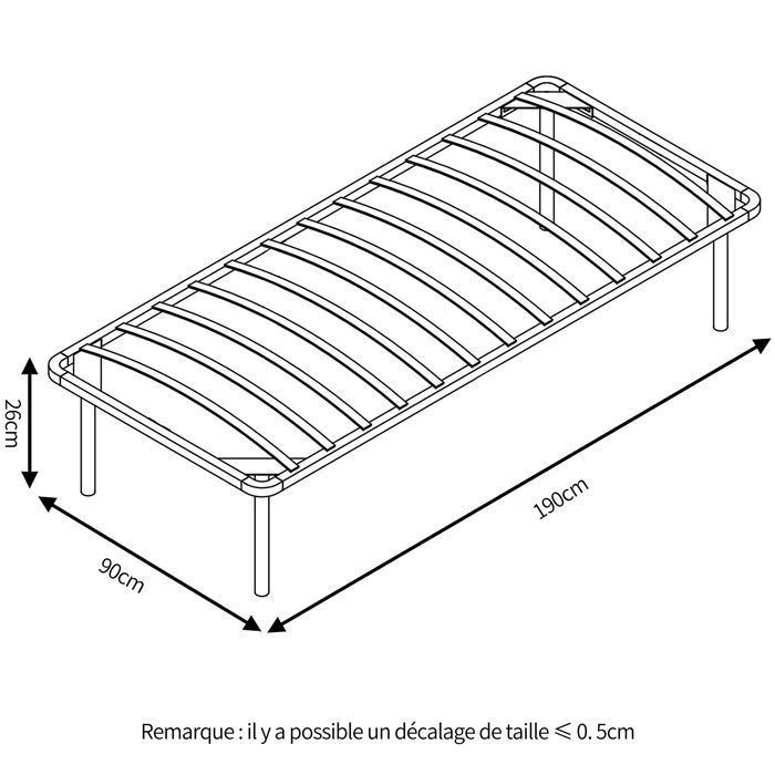 Conjunto de colchón y base de cama de 90 x 190 cm - COLCHÓN Y BASE DE CAMA