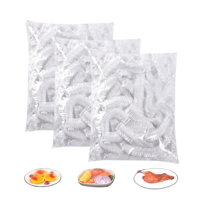 300 unidades de envoltorios reutilizables para alimentos, cubiertas reutilizables para alimentos, envoltorios elásticos desechables de plástico, bolsas