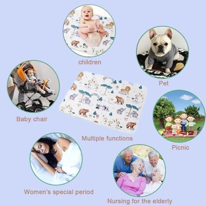Cambiador para bebés, cambiador para niños pequeños, impermeable, lavable, cambiador ultra absorbente.