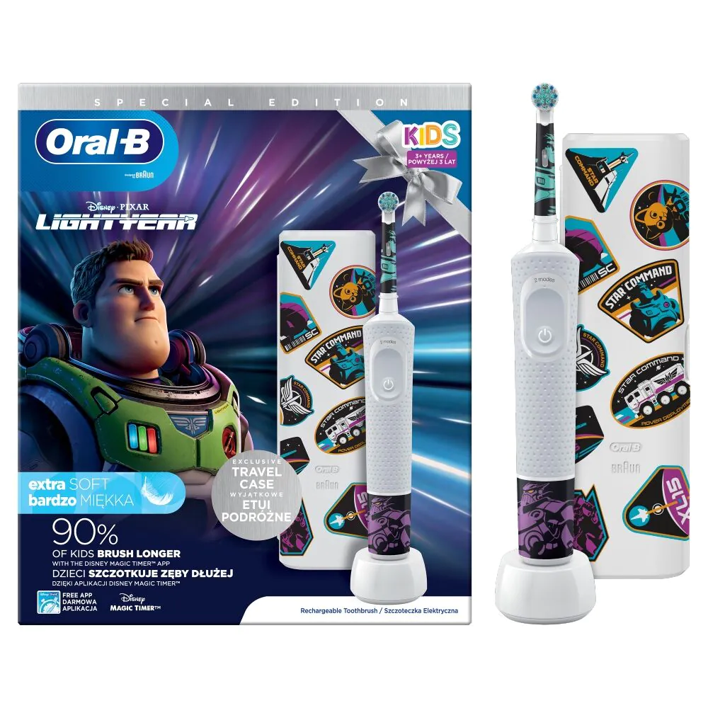 Oral-B Kid 3+ Lightyear Zestaw (szczoteczka elektryczna + etui podróżne)