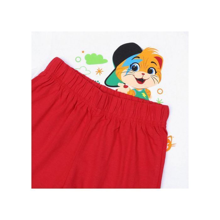 Lampo 44 Katten, katoenen pyjama, tweedelige zomerpyjama met korte mouwen, 100% katoen, 110 cm