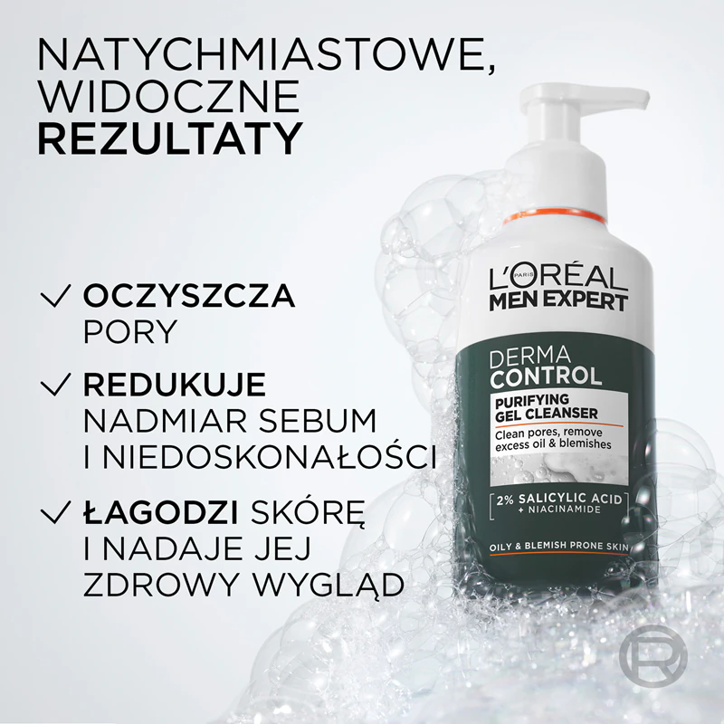 Gel de Limpeza L'Oréal Paris Men Expert Derma Control com Niacinamida