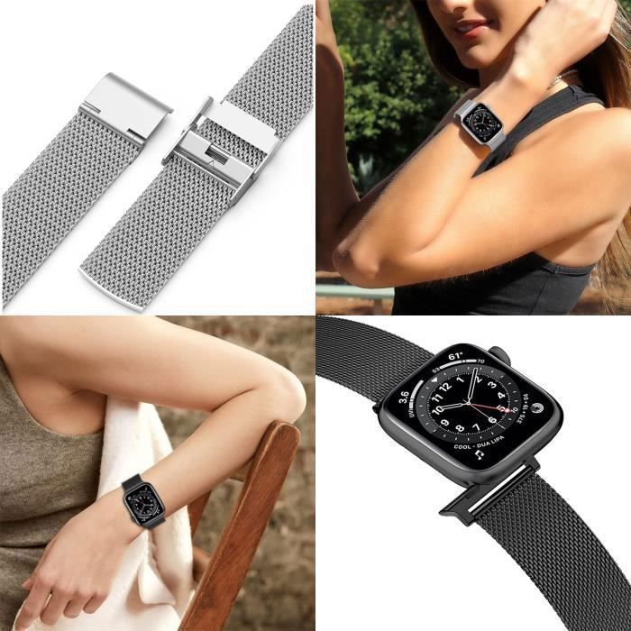 Metalen armband compatibel met Apple Watch Series 1 2 3 4 5 6 7 8 9 10 SE Ultra/Ultra2 (42 44 45 46 49 mm), roestvrijstalen band, 2 stuks