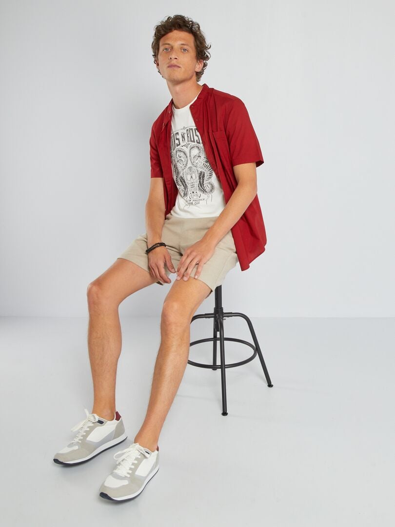 Overhemd met opstaande kraag - ROOD