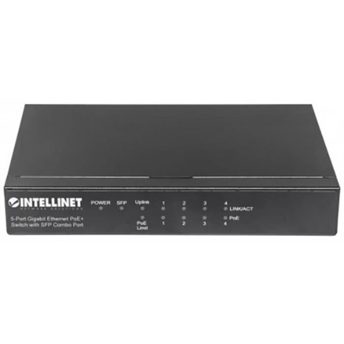 Switch réseau - INTELLINET - 561174 - 5 ports - PoE - RJ45-SFP