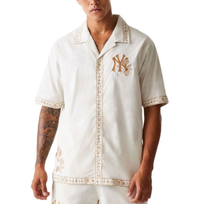 Chemise - NEW ERA - New York Yankees - 100% coton - Manches courtes - Beige