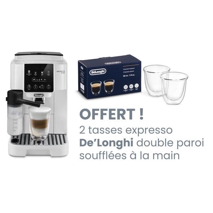 DELONGHI Magnifica Start ECAM220.61.W espressokone jauhimella + 2 ILMAISTA KUPPIA - Valkoinen ruostumaton teräs - pavusta kuppiin -kahvikone