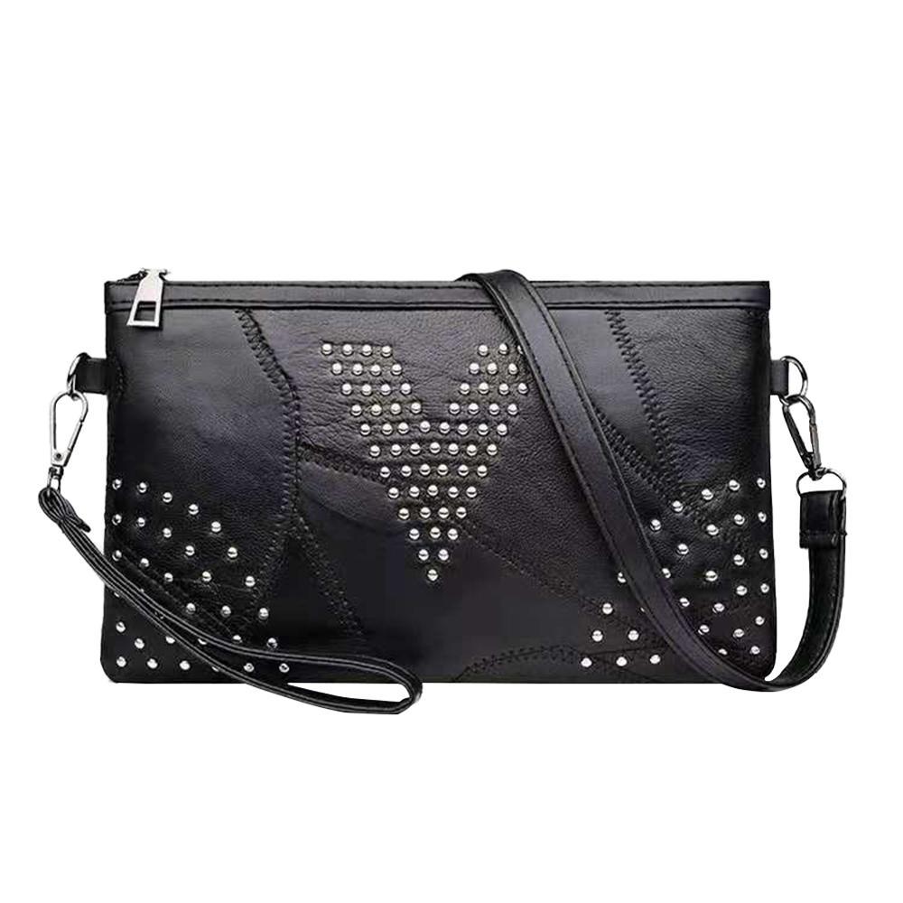 WOMEN Fashion Rivet Soft Crossbody Bags Casual Sheepskin Shoulder Bag Messenger Clutch Handbag Envelope Purse