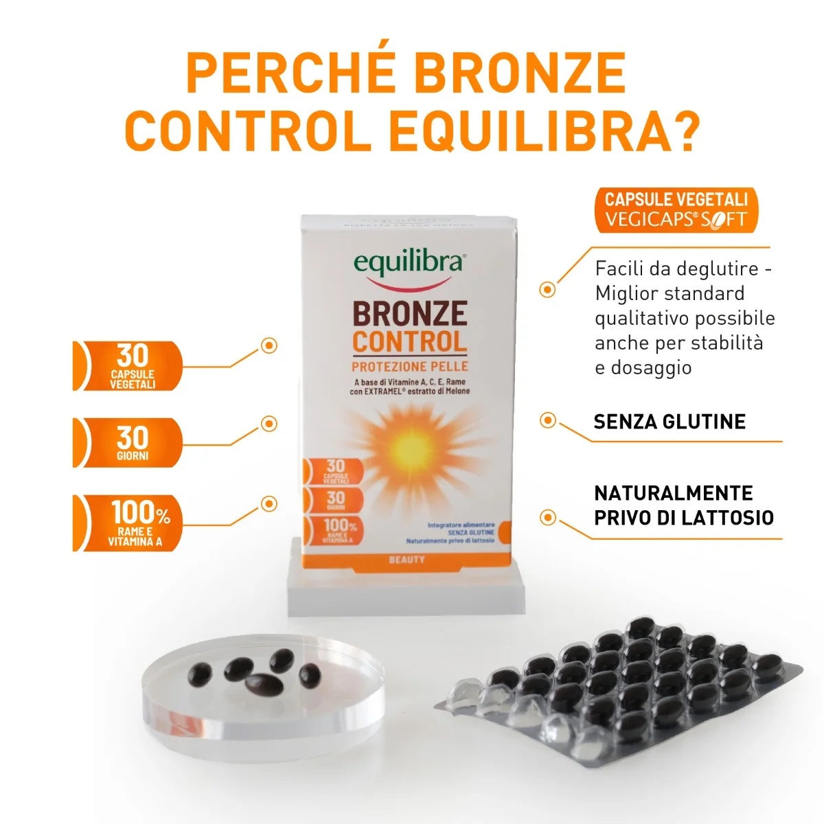EQUILIBRA Equilibra Bronze Control 30 tabletten Voor een beschermde huid