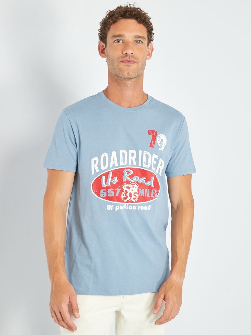Camiseta de punto estampada - AZUL