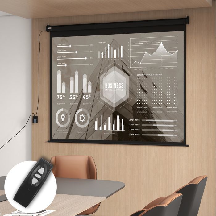 Pantalla de proyección HOMCOM de 100 pulgadas, formato 4:3, resolución 4K HD, motorizada y eléctrica, con panel de control y mando a distancia, color negro.