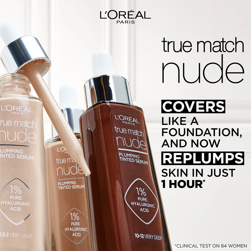 Tónovacie sérum L'Oréal Paris True Match Nude Plumping Tinted Serum je sérum na zjednotenie tónu pleti.