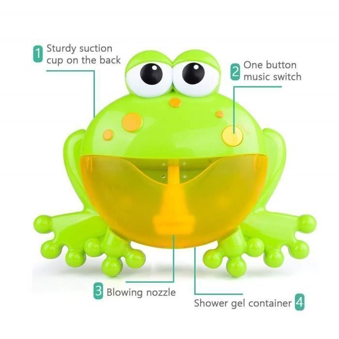 Máquina de burbujas con forma de rana y 12 rimas infantiles para el baño.