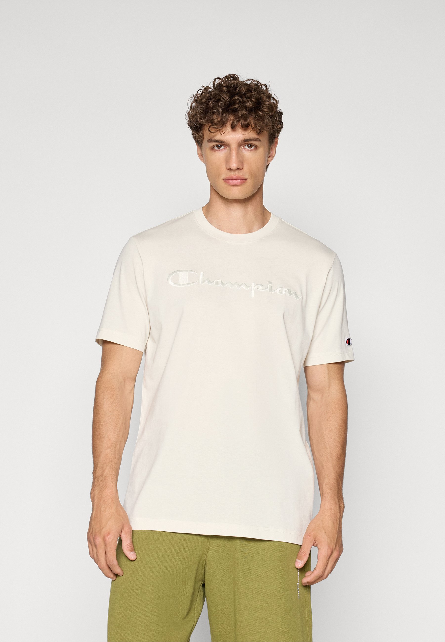 Champion ICONS TONAL CREWNECK CON LOGO GRANDE - T-shirt stampata - beige