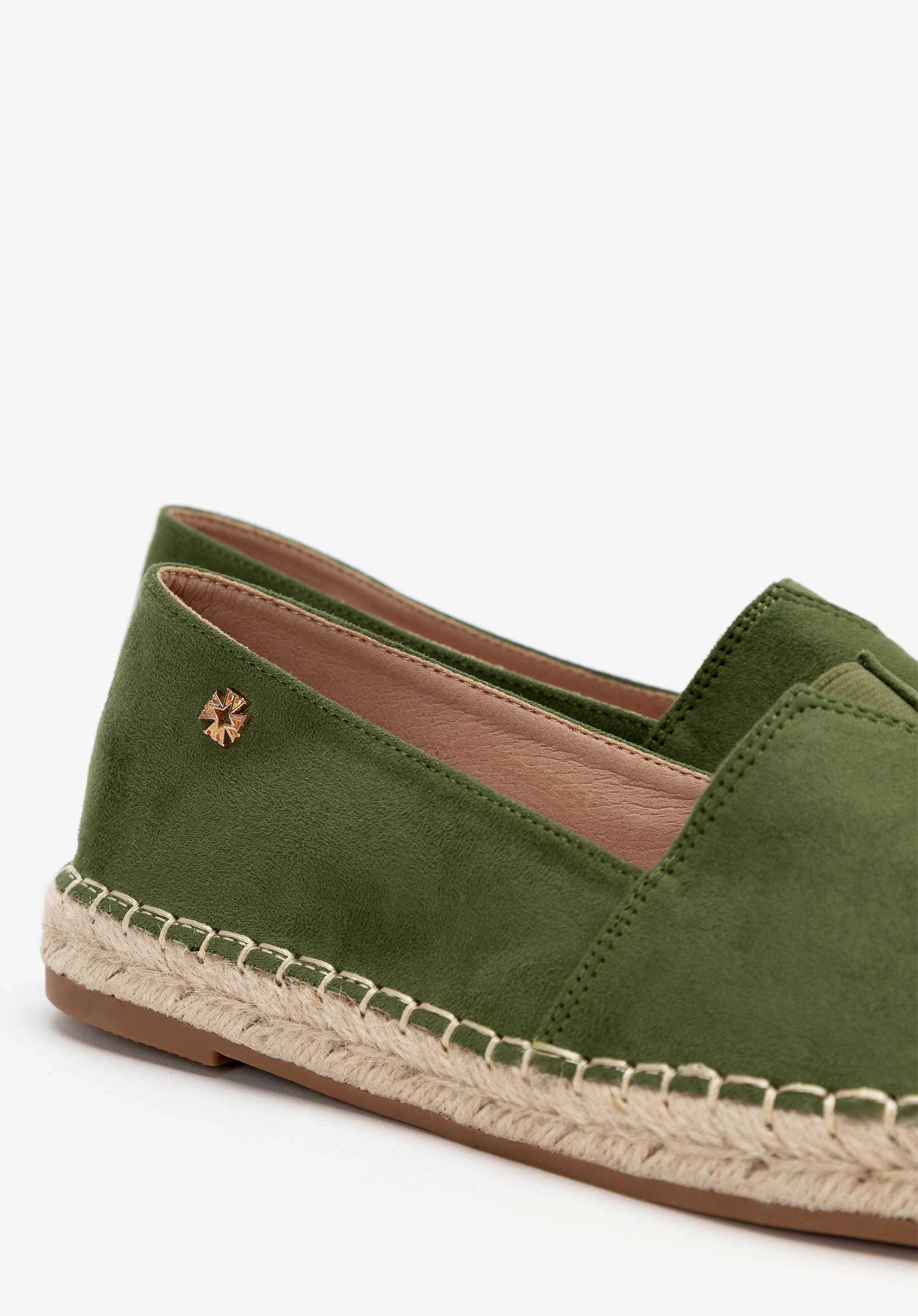 Damskie espadryle z plecionym noskiem zielone