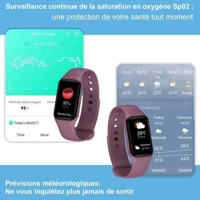 Montre Sport IOWODO R1 Bracelet Connecté pour la Forme au Quotidien Trackers d'Activité Calories Podometre Sommeil Etanche - PURPLE