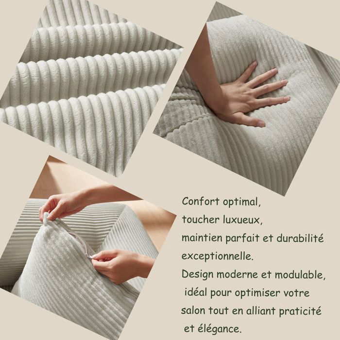 Sofá modular de 3 lugares sem estrutura, sofá-cama conversível multifuncional moderno, sofá compacto, sofá para sala de estar, bege