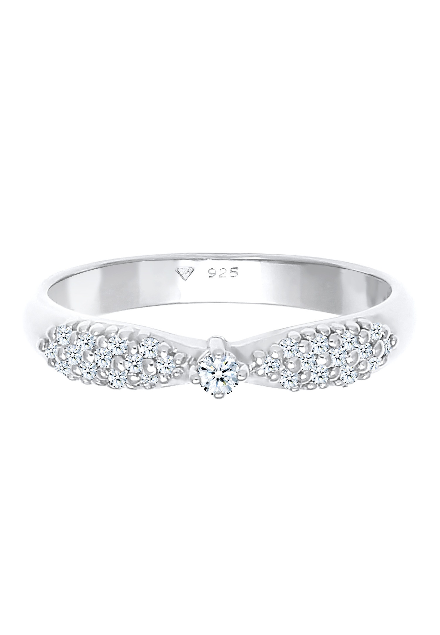 Elli DIAMONDS Les fiançailles des dames, glamour avec diamant (0.16 ct) en plaqué or en argent sterling 925