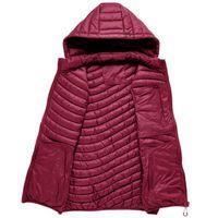 Chaqueta acolchada para hombre, sin mangas, con capucha extraíble con cremallera, chaqueta de plumas cálida con capucha para otoño e invierno - Roja