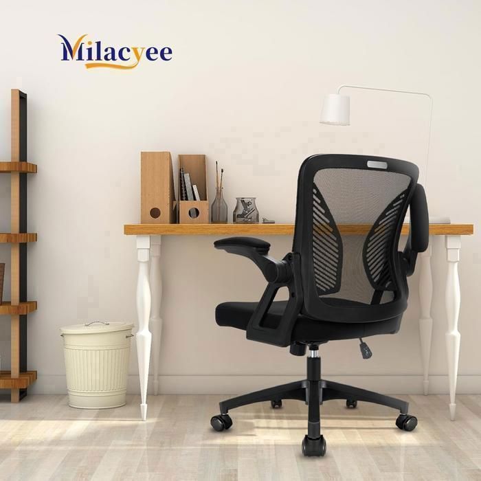 Office chair, desk chair with adjustable armrests and lumbar support, mesh office chair, black