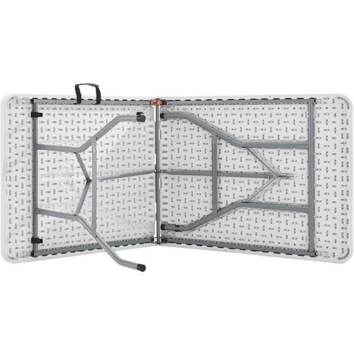 Mesa de recepción plegable - TERRANOVA - Blanca - Estructura de acero y tablero de polietileno HDPE - 8 personas - 180 x 74 x 73,5 cm