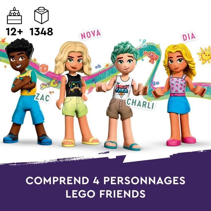 LEGO® Friends 41737 Le Parc d’Attractions à la Plage, Jouet de Construction Avancée, Enfants 12 Ans