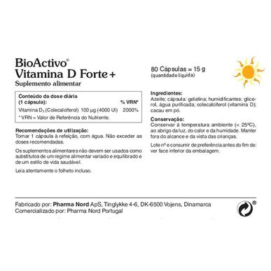 Bioaktivni dodatek vitamina D za kosti in mišice, 80 kapsul.