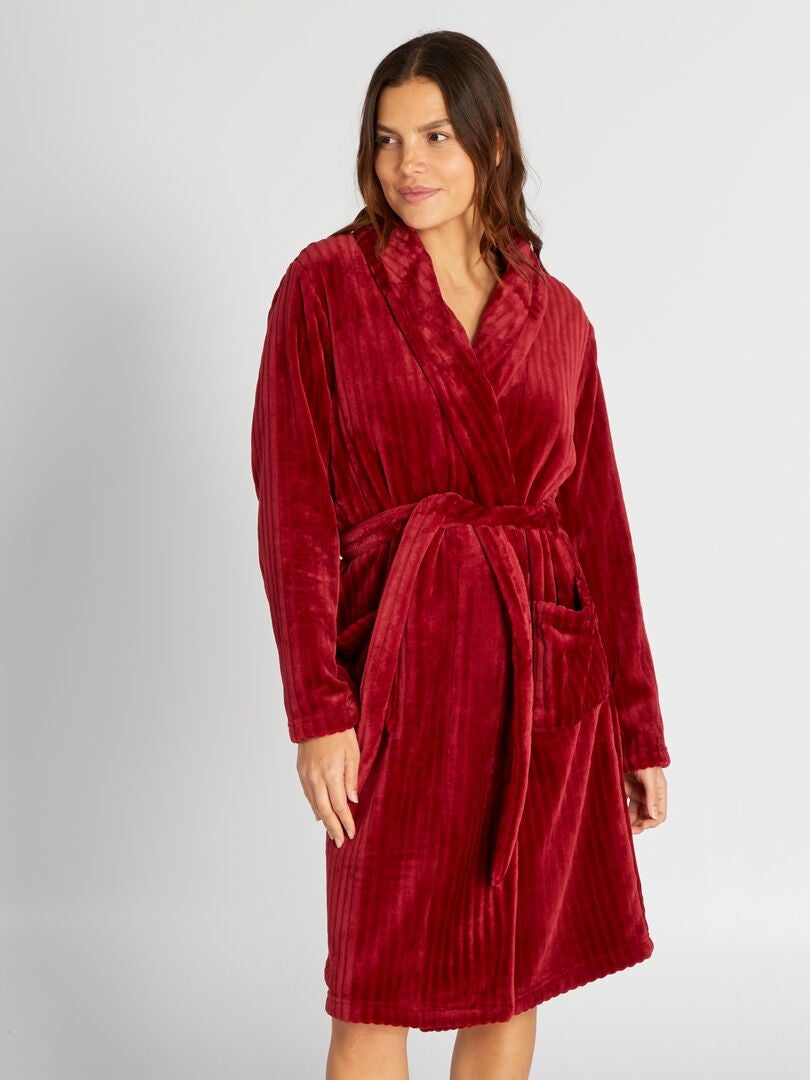 Fleece badjas - ROOD