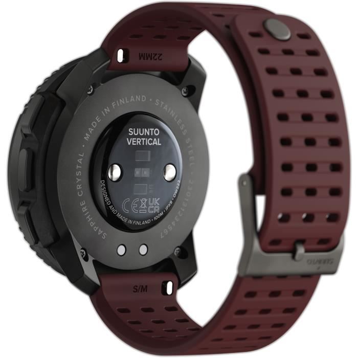Smartwatch sportivo Suunto Vertical Black Ruby con GPS, altimetro e diametro schermo di 49 mm.