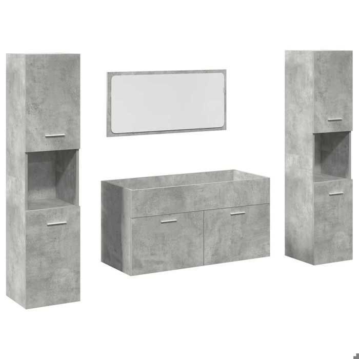 Badkamermeubelset - KALISSE - 4-delig - Betongrijs - Samengesteld hout - 90x38,5x46 cm